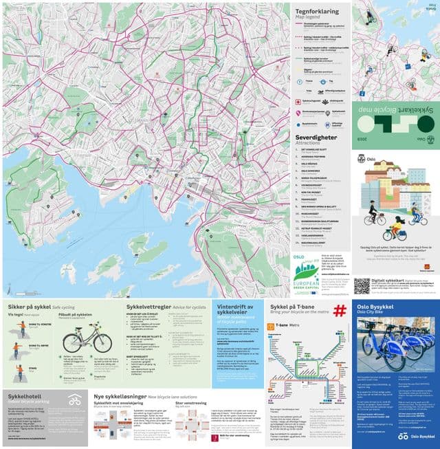 Mapa da pista de bicicleta de Oslo