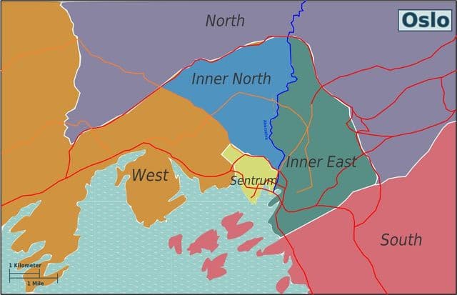 Mapa do distrito de Oslo