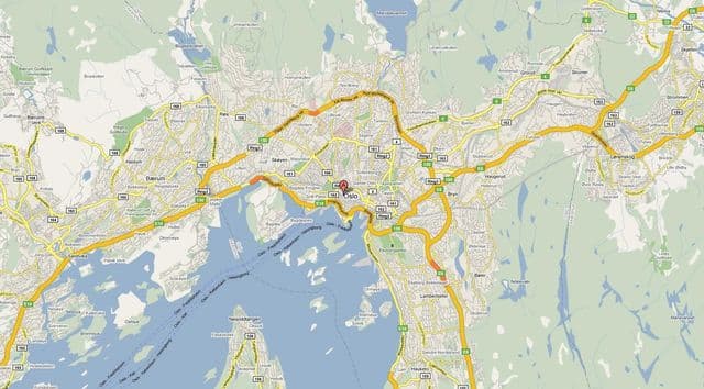 Mapa das estradas de Oslo