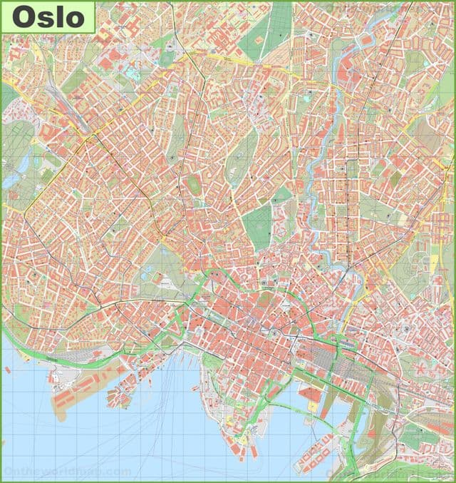 Mapa das ruas de Oslo